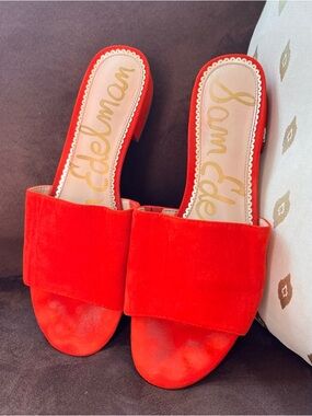 Sam Edelman Red Suede Slide Sandals